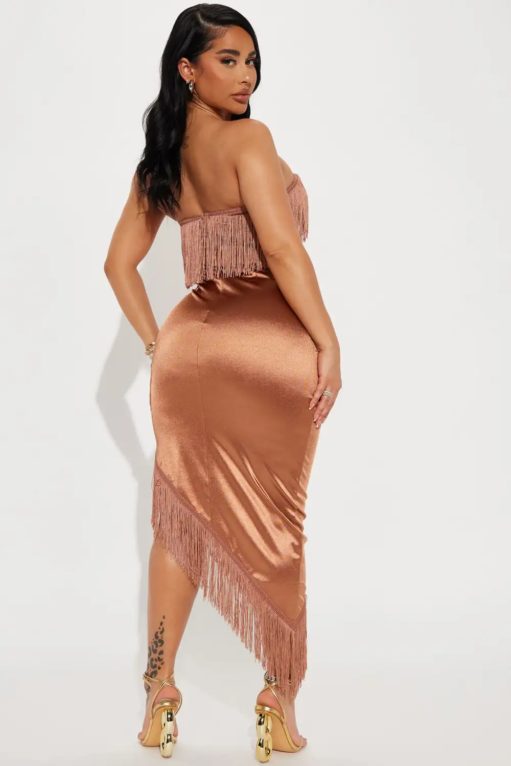 Carolina Fringe Maxi Dress - Mocha