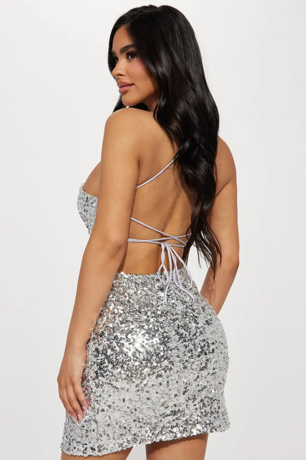 Carrie Sequin Mini Dress - Silver