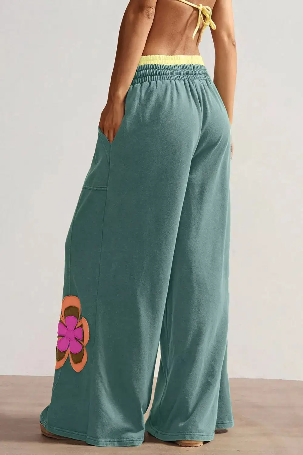 Floral Patchwork Wide Leg Pants
