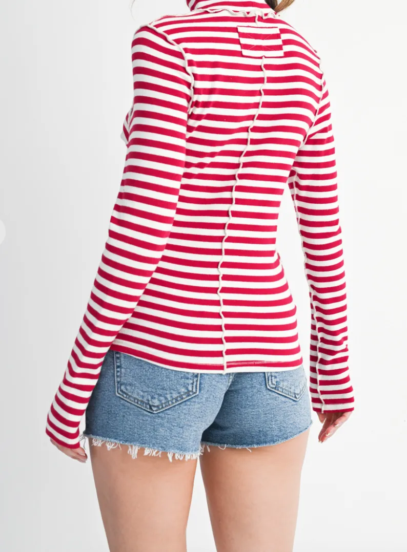 Striped Mock Piping Top