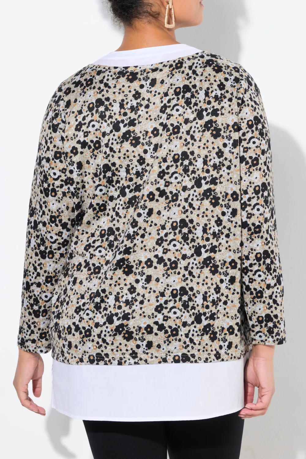 Small Floral Fake Two Sweaters