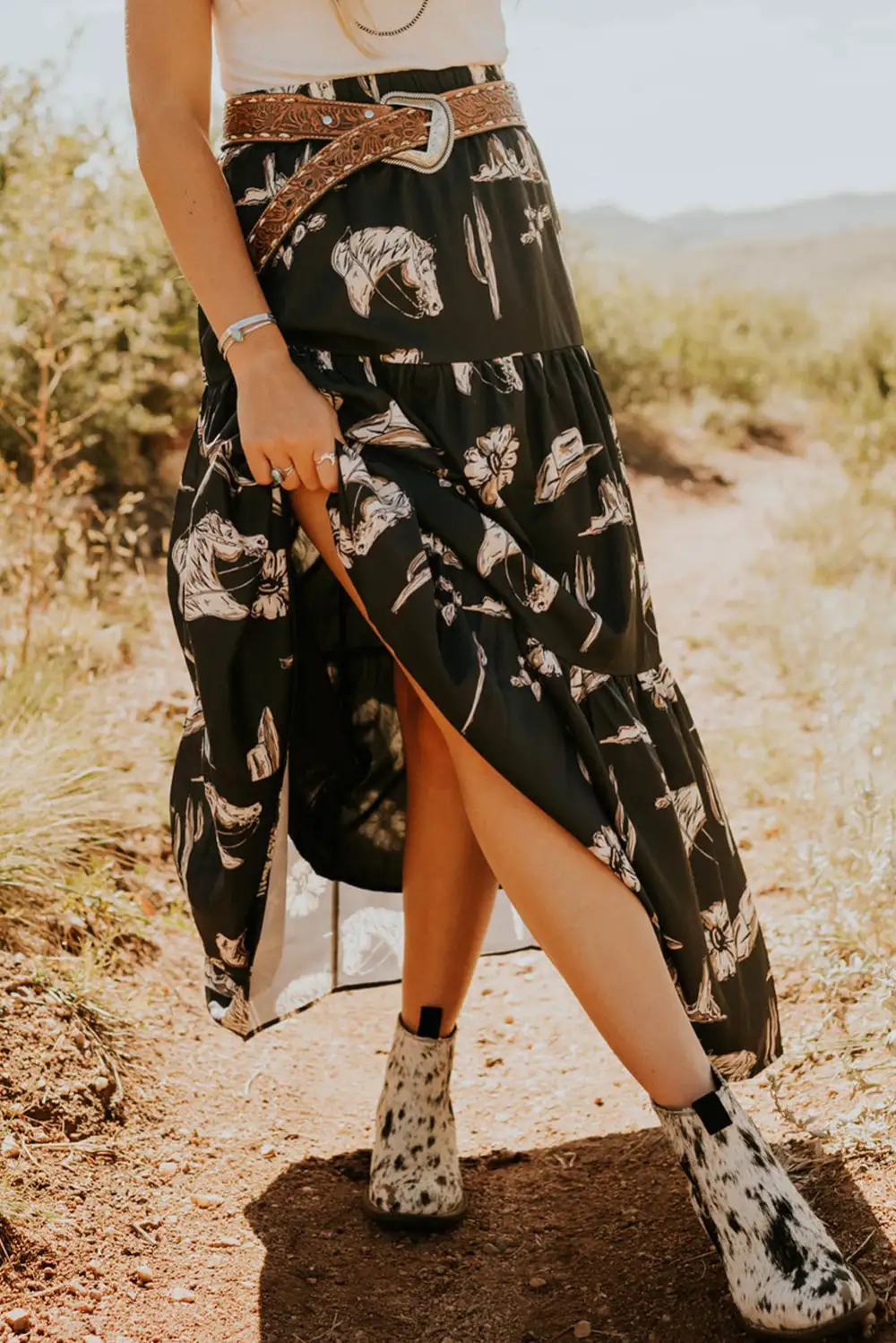 Everyday Maxi Print Ruffle Skirt