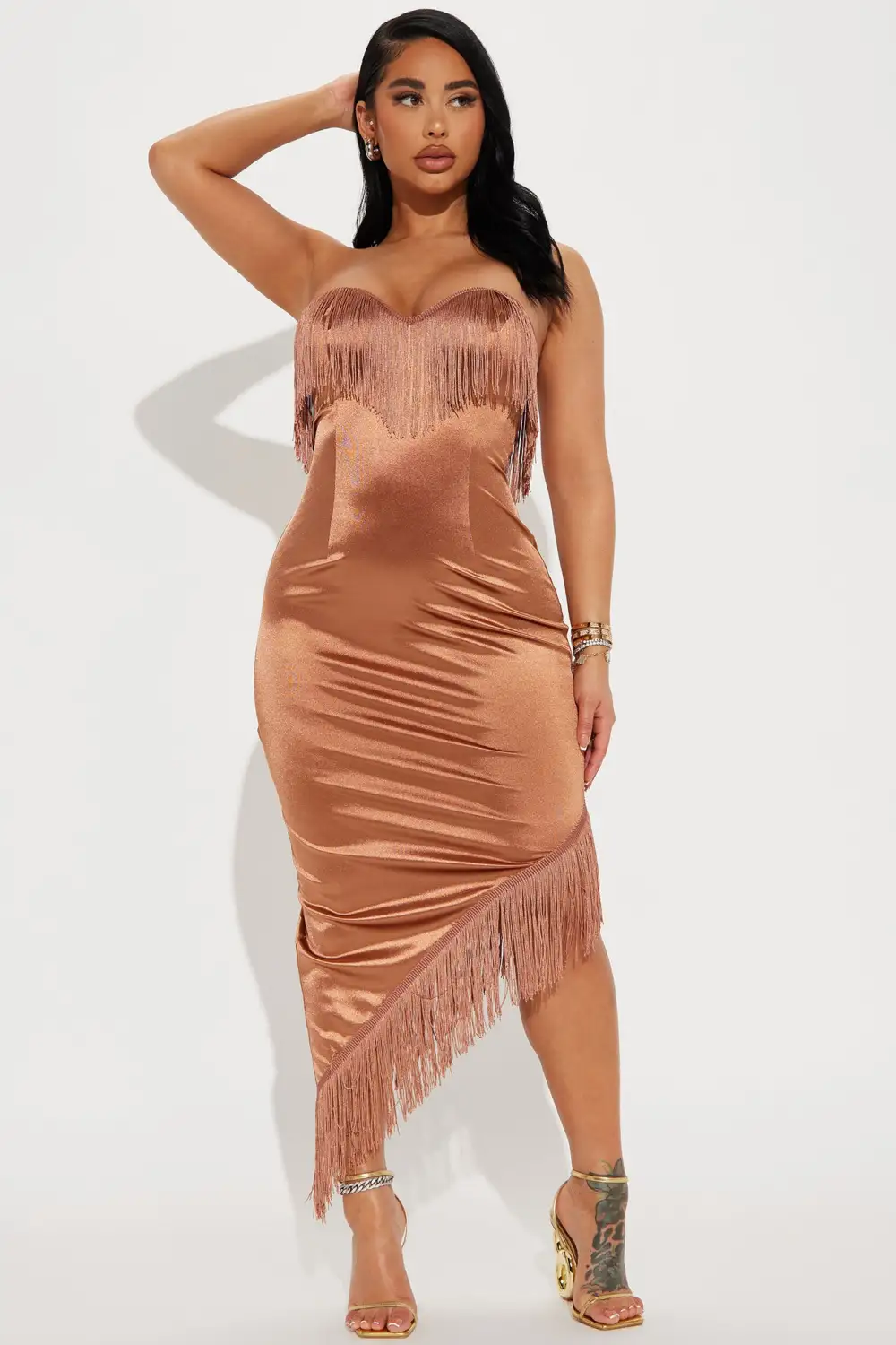 Carolina Fringe Maxi Dress - Mocha