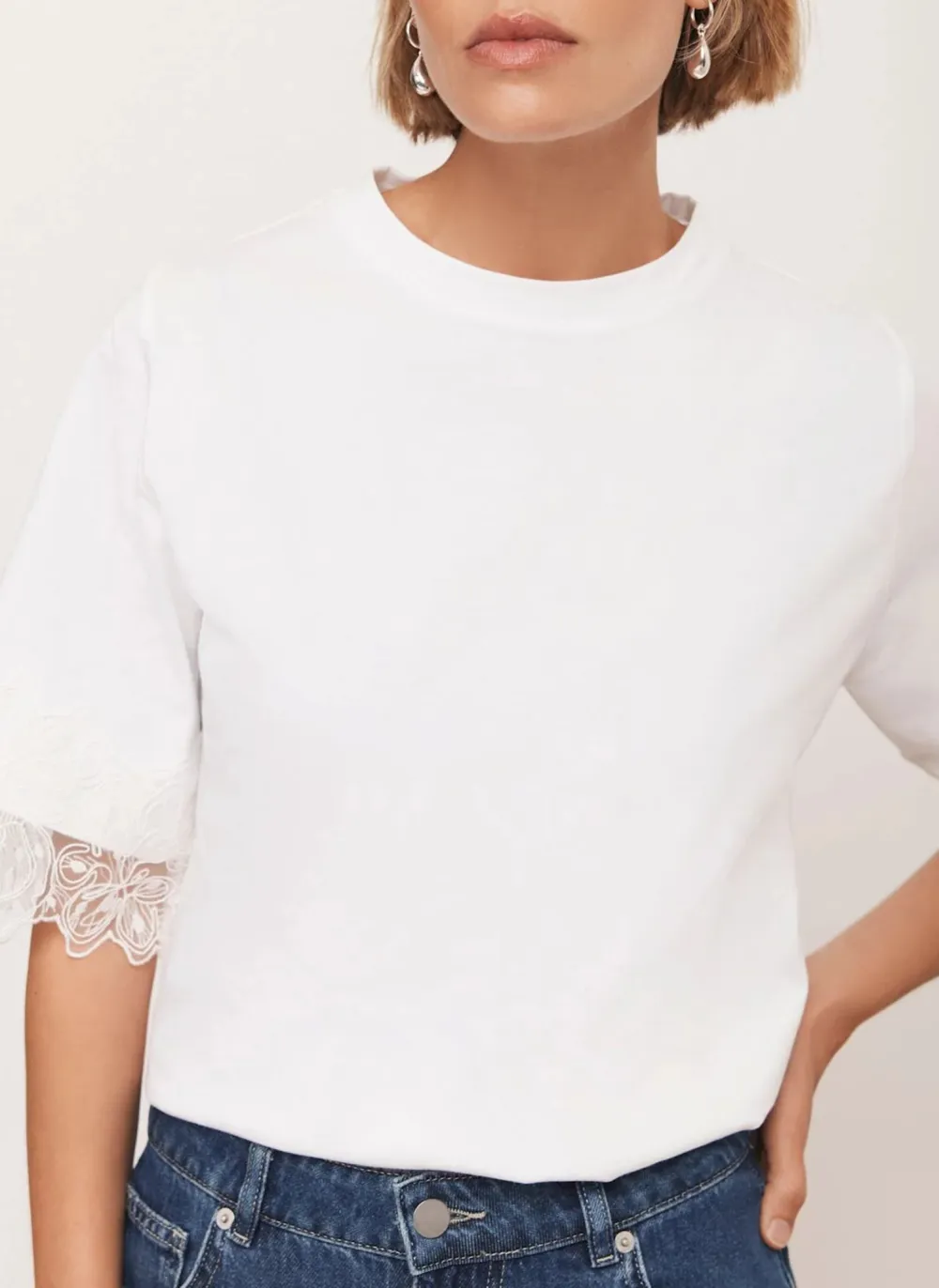 Casual Style White Cotton T-Shirt