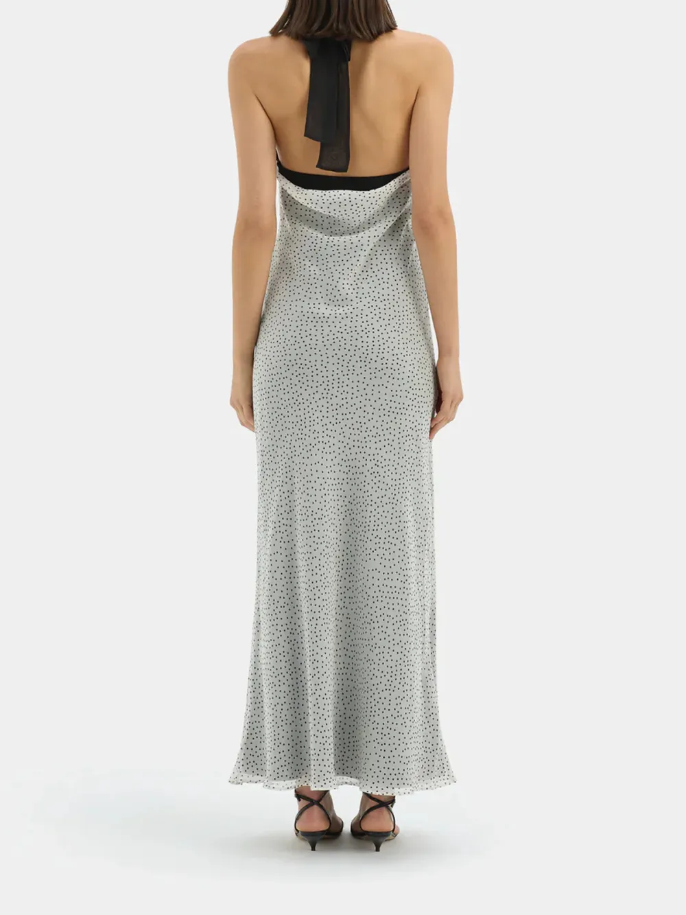 Adjustable Halter Neck Polka Midi Dress