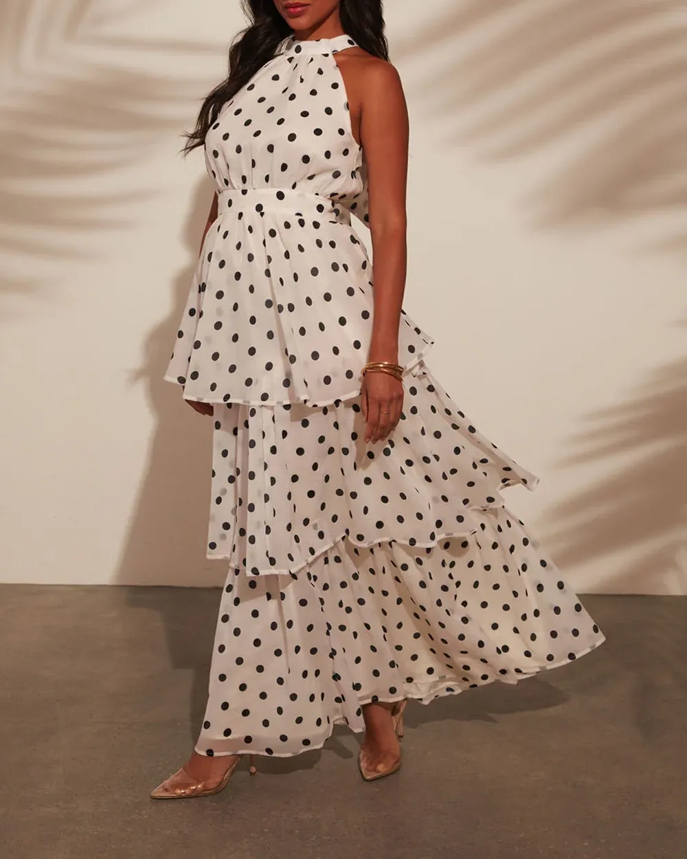 Polka Dot Tiered Maxi Dress