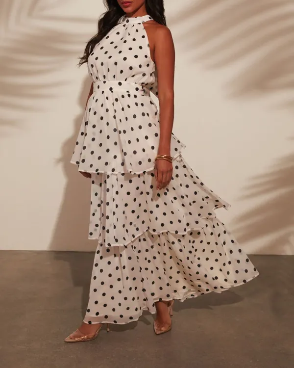 Polka Dot Tiered Maxi Dress