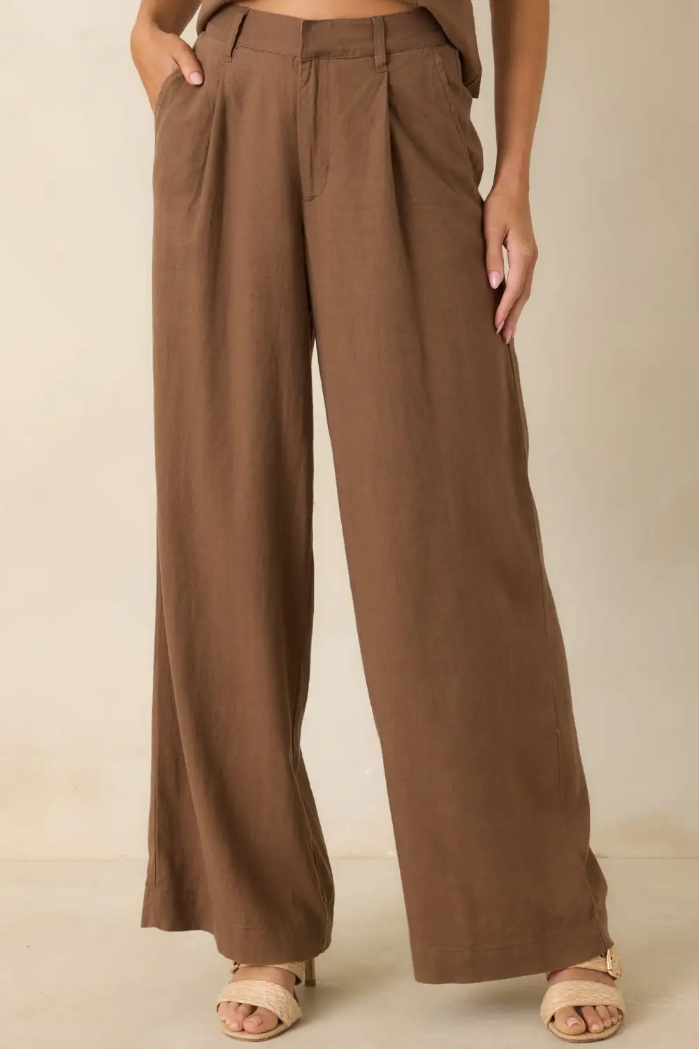 Chestnut Linen Wide Leg Pants