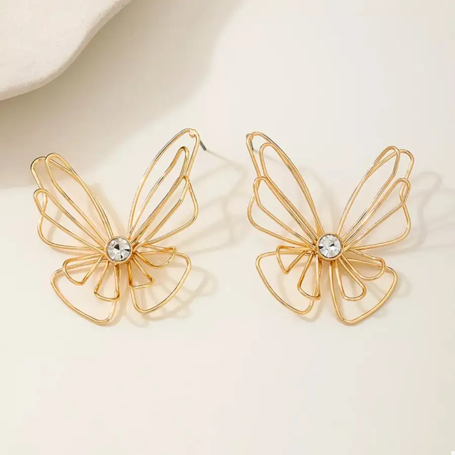Classic K Gold Plated Butterfly Earrings