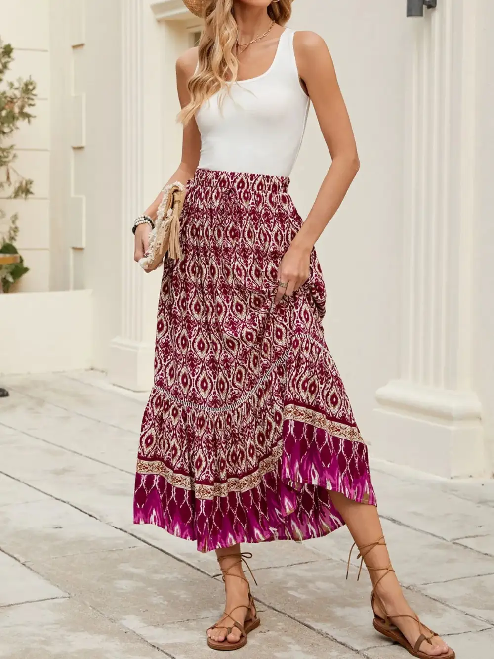 Bohemian Printed Maxi Skirt