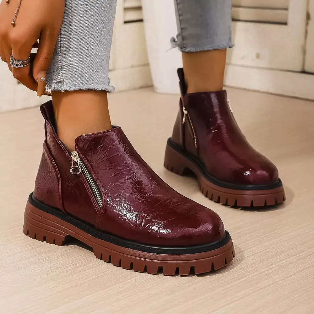 Round Toe Block Heels Boots