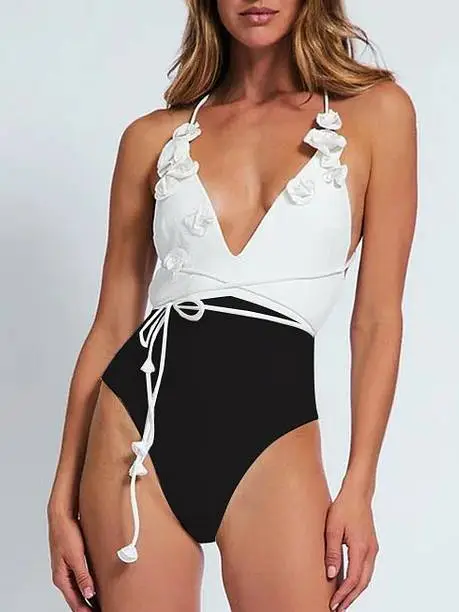 Women’s Three Dimensional Flower One-Piece Dimensional Swimsuit