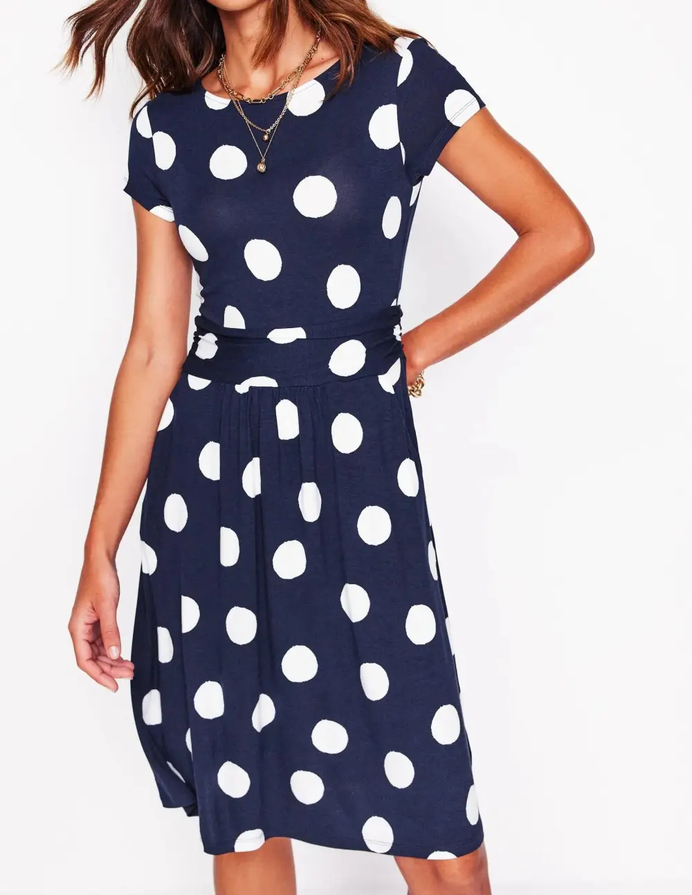 Slim Polka Dot French Navy Dress