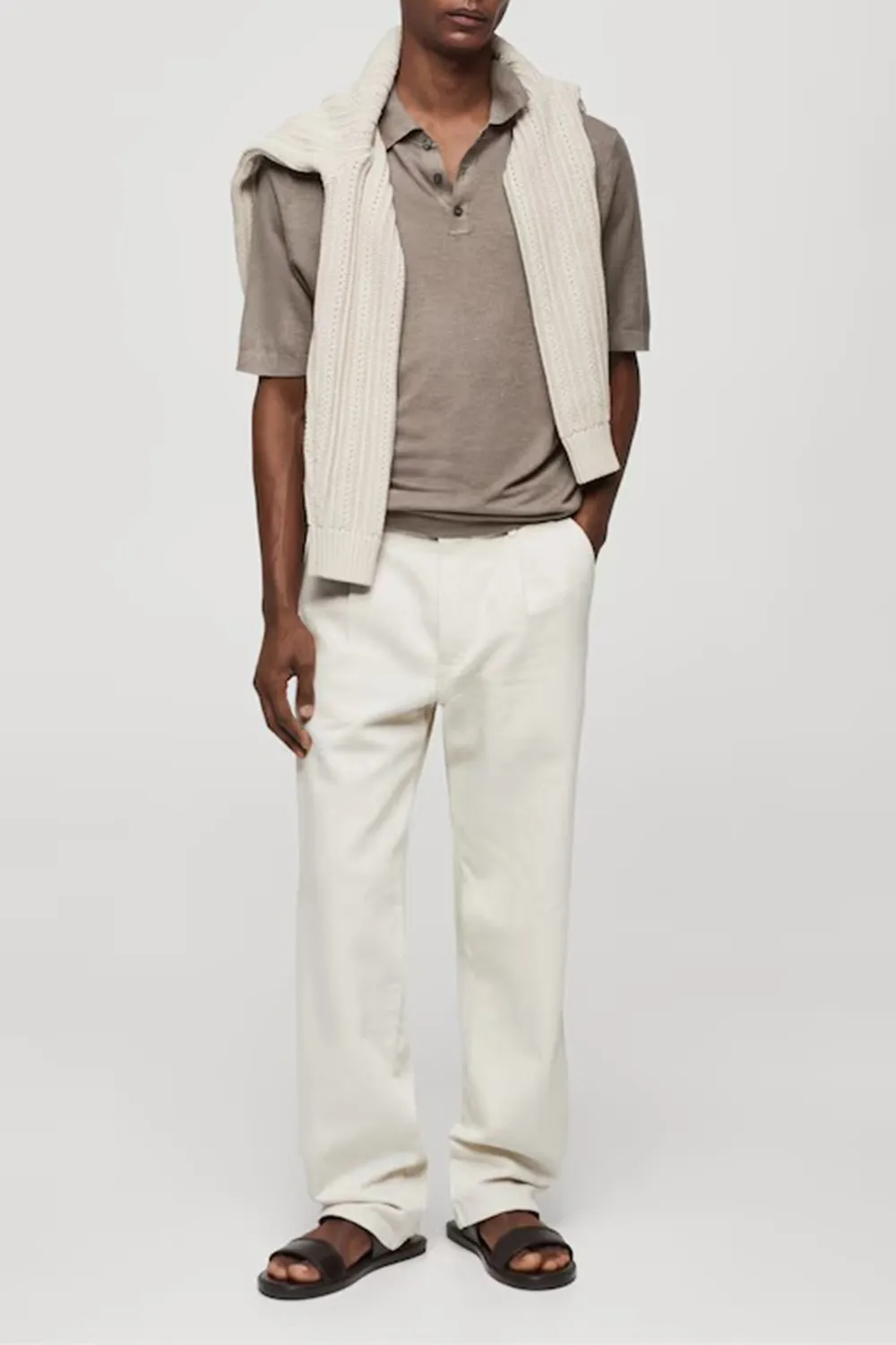 Buttoned Micro-Structure Knitted Polo Shirt