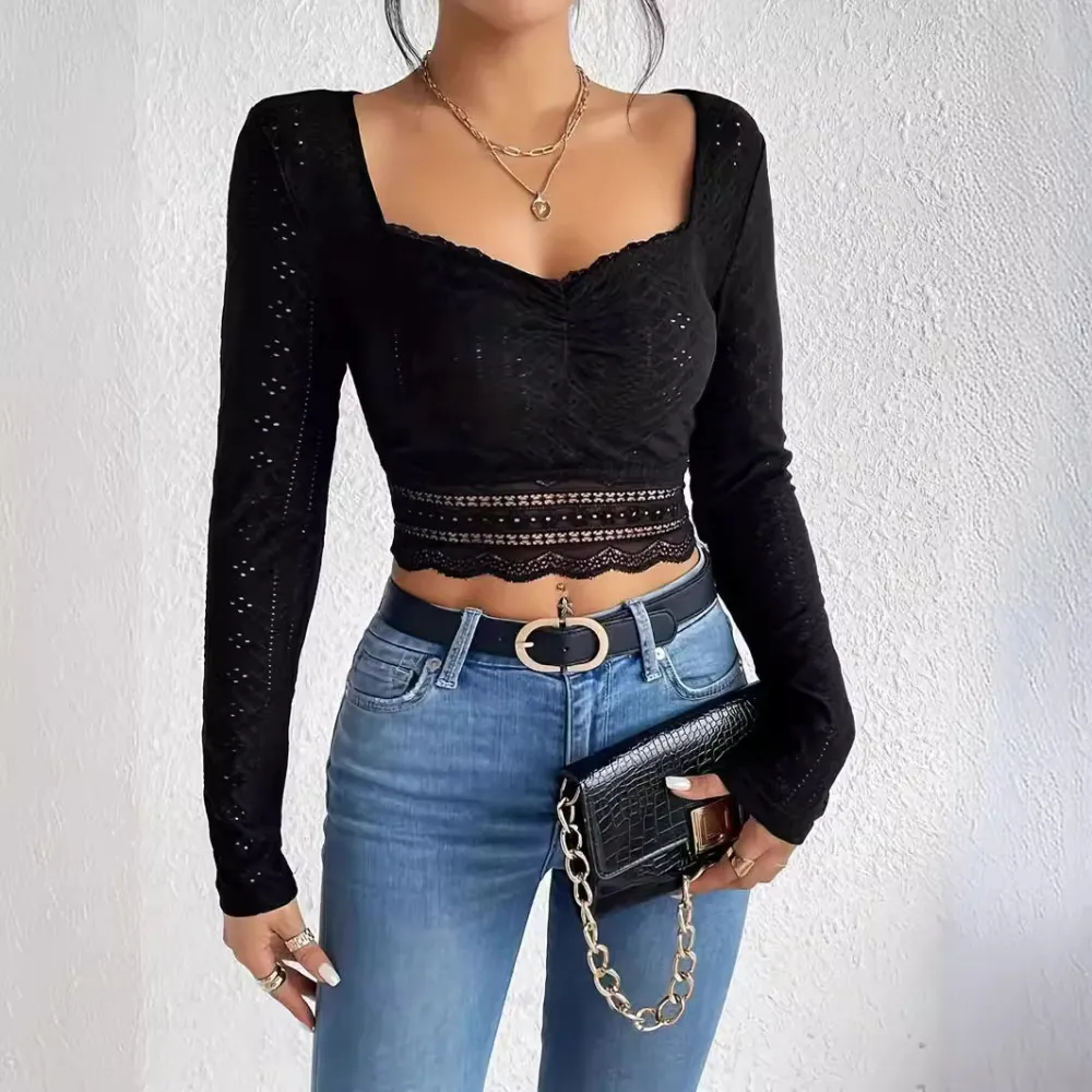 Sheer Lace Slim Fit Crop Top