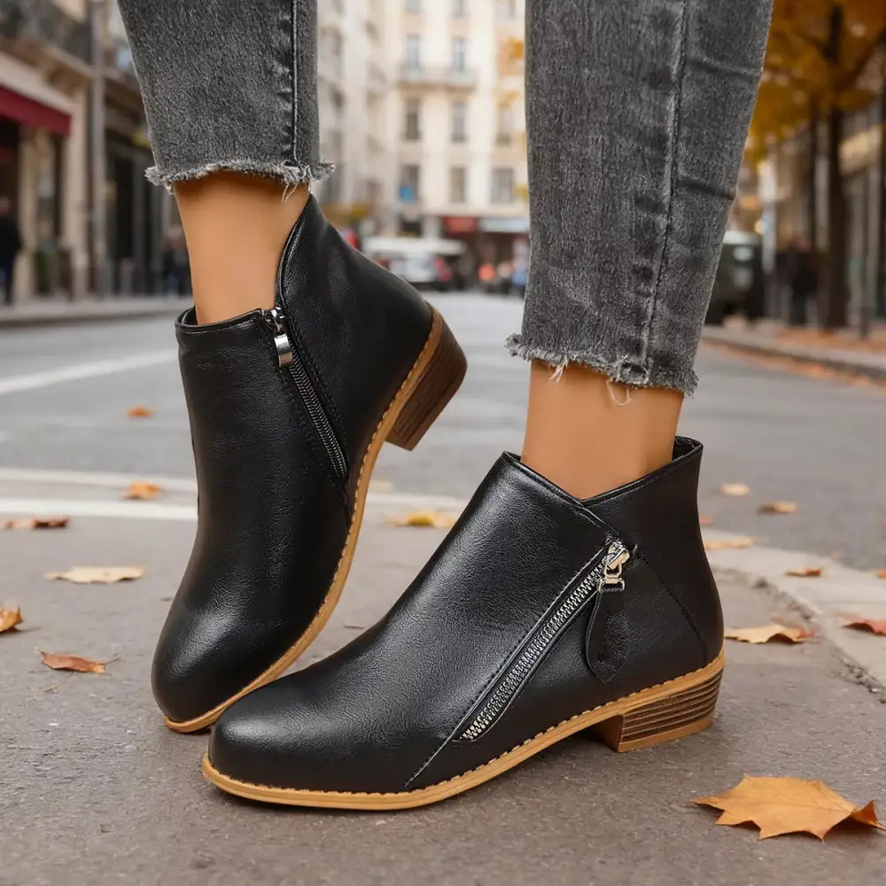 Side-Zip Block Heel Boots