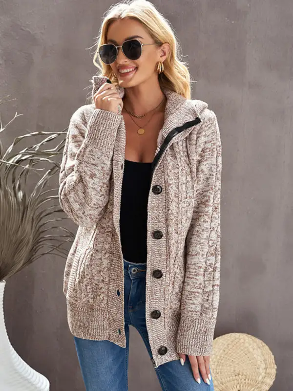 Women's Hooded Long Sleeve Knit Cardigan with Pockets in 4 Colors Sizes 4-12