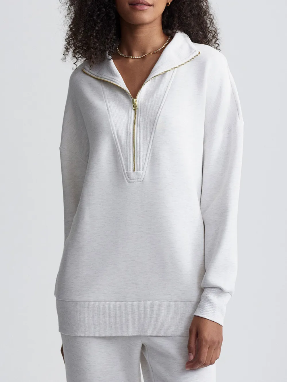 Trendy Quarter-Zip High-Collar Sweatshirt