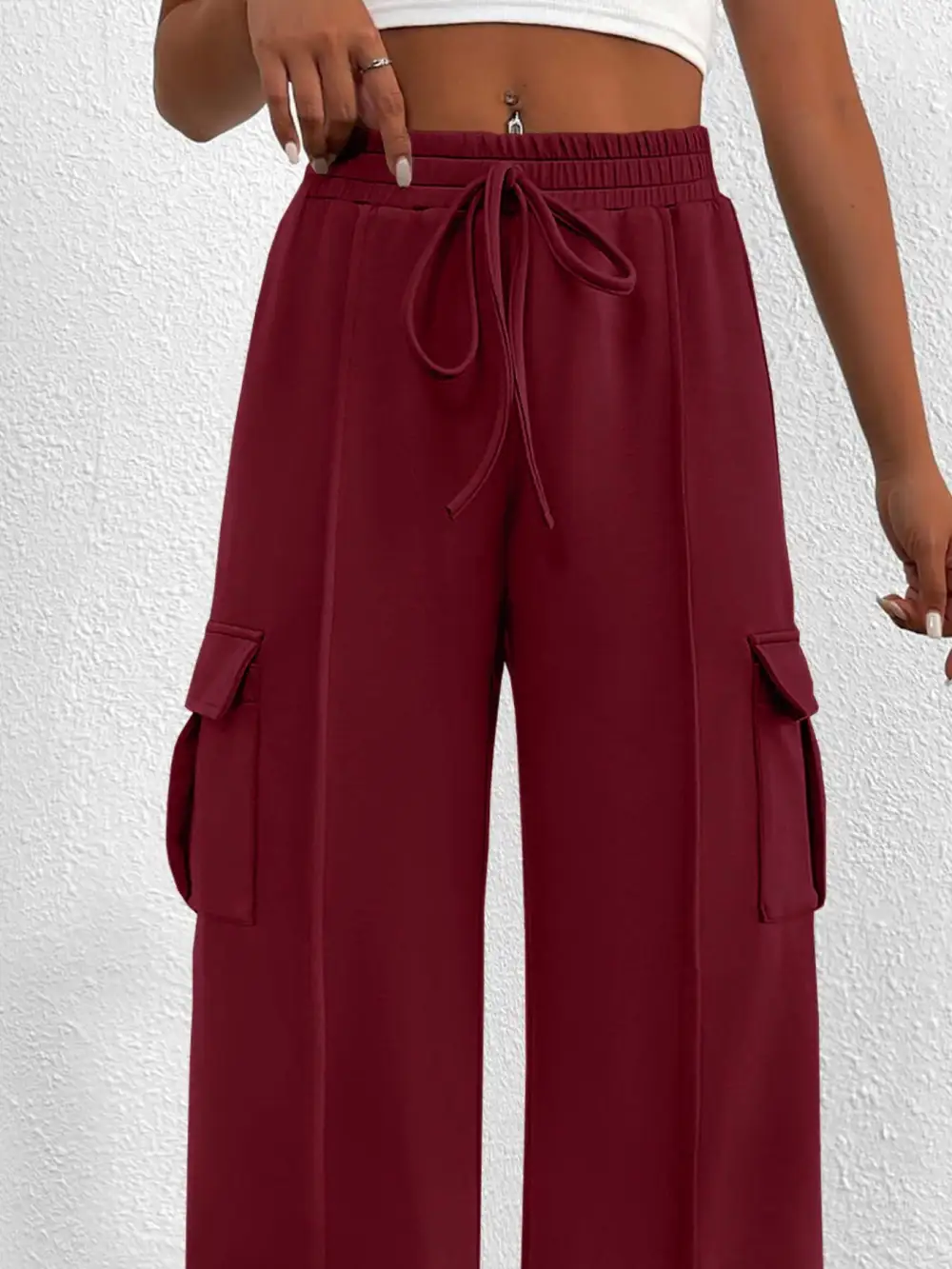 High Waist Cargo Pants With Drawstring