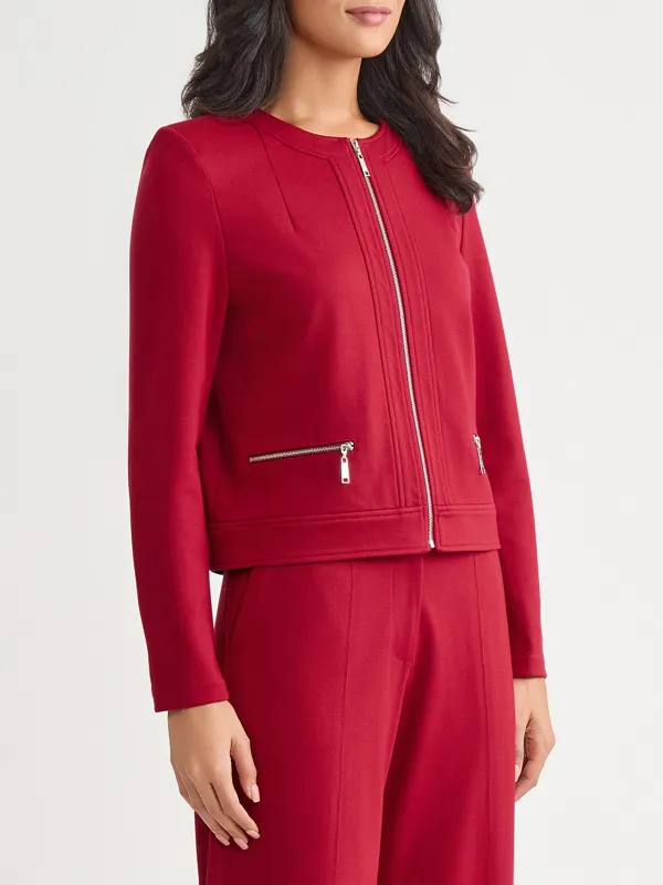 Round Neck Zipper Jacket