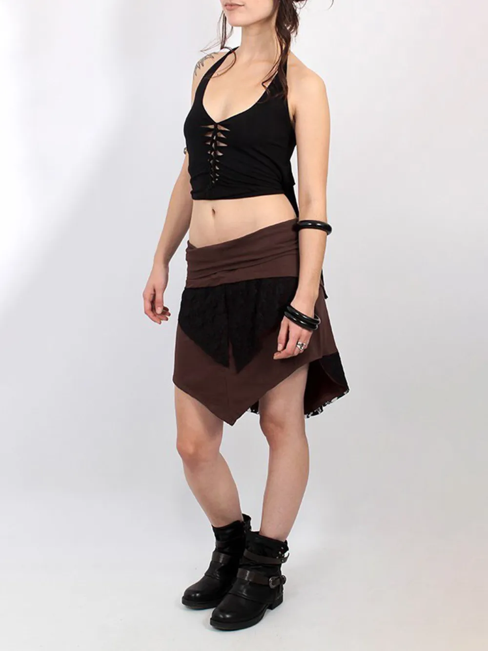 Auburn Brown Black Lace Skirt