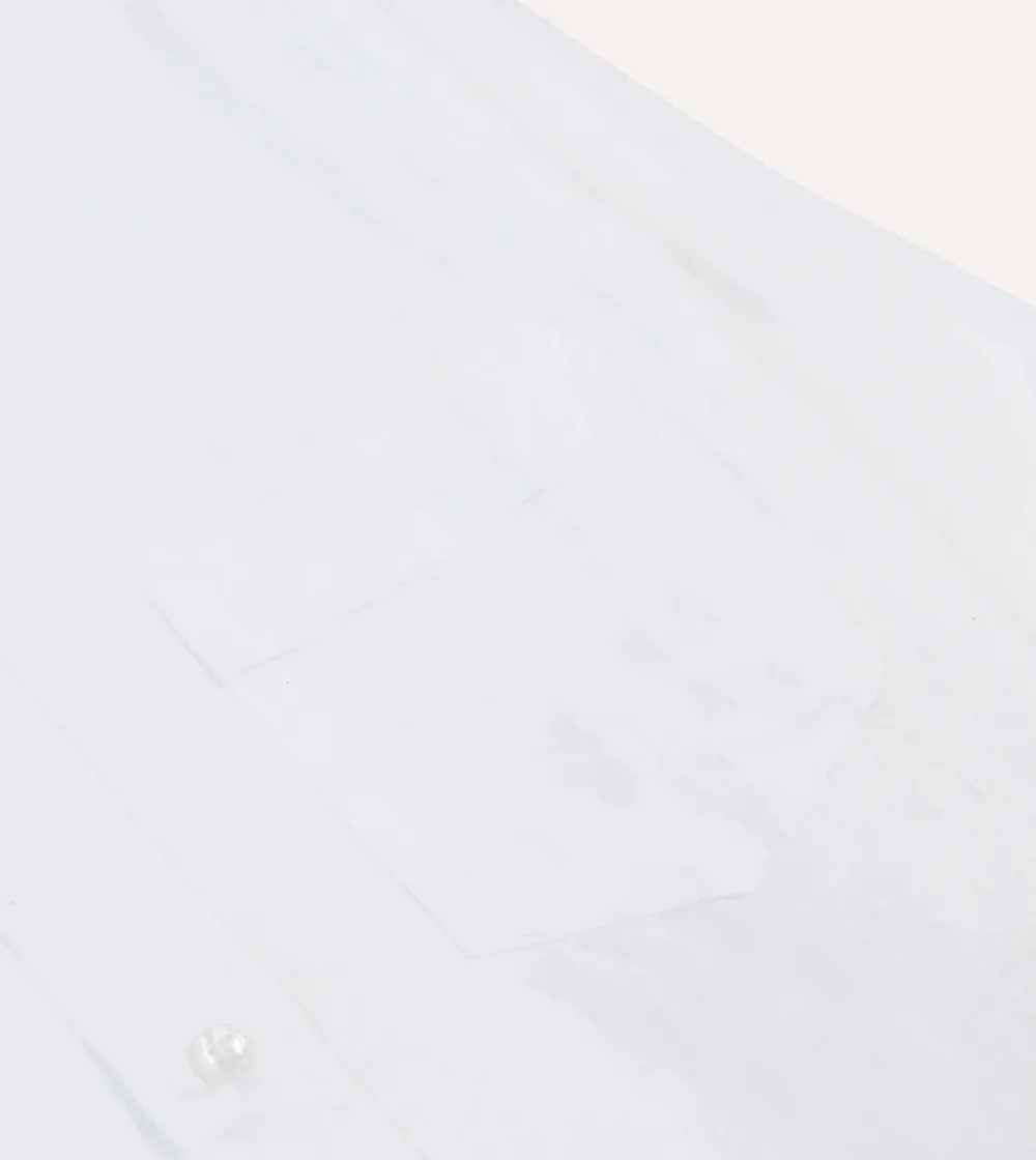 White Linen Spread Collar Shirt Casual Style