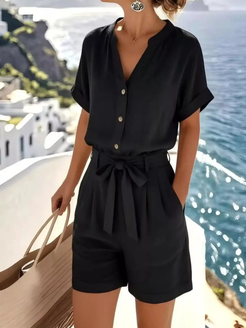 Button Front Button Jumpsuit