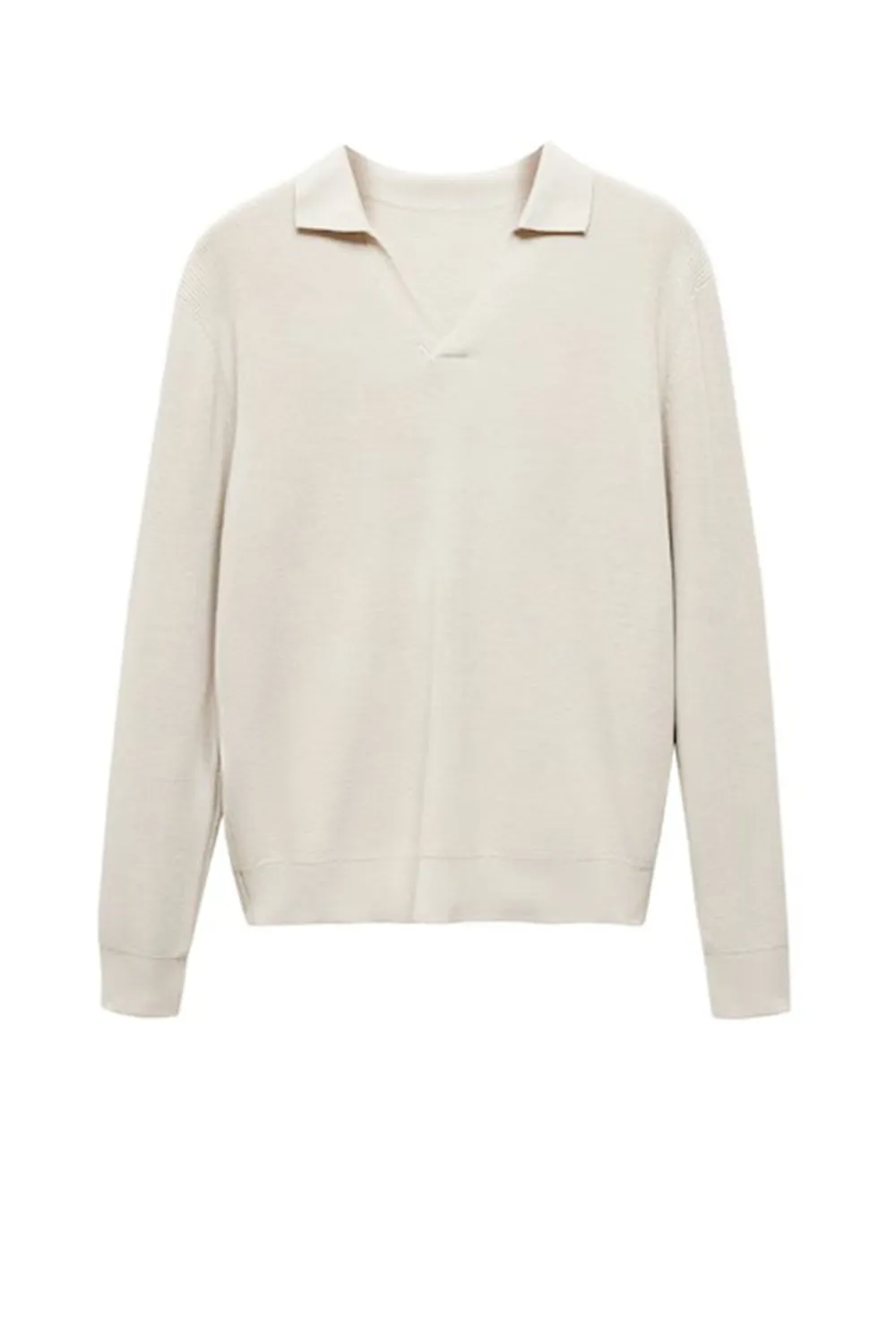 Ribbed Knit Polo Shirt