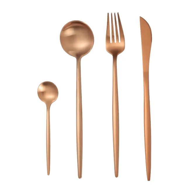 (Store Closing Sale) Rose Gold Tableware Set Stainless Steel Cutlery Set Western Food Tableware Luxury Fork Teaspoon Knife Cutlery Set fork spoon