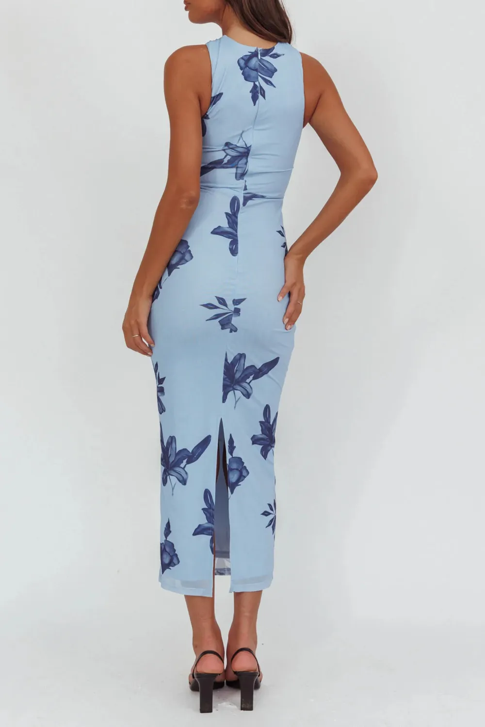 French High-End Slim-Fit Plant Print Dress
