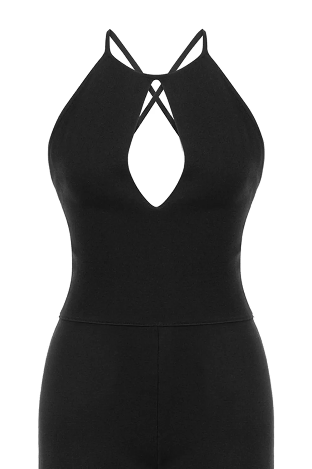 Halter Neck Jumpsuit-Black