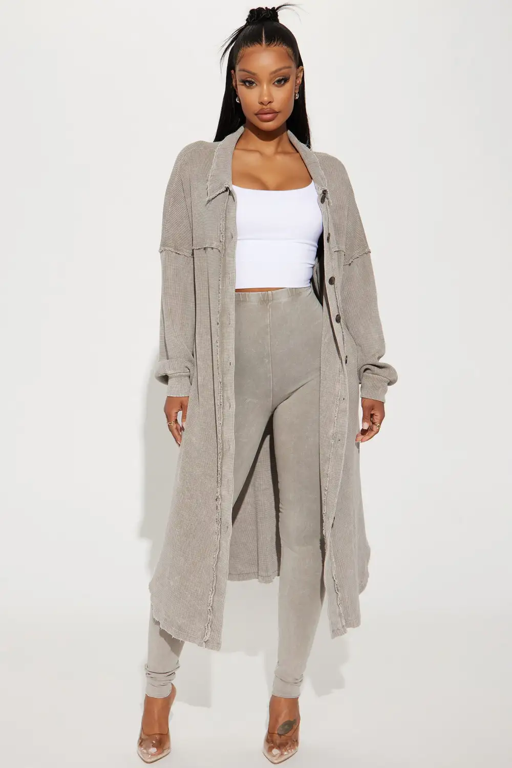 Cece Washed Legging Set - Taupe
