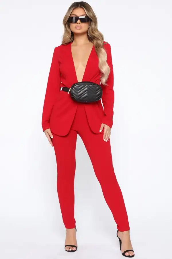 Payin' It Forward Blazer Set - Red