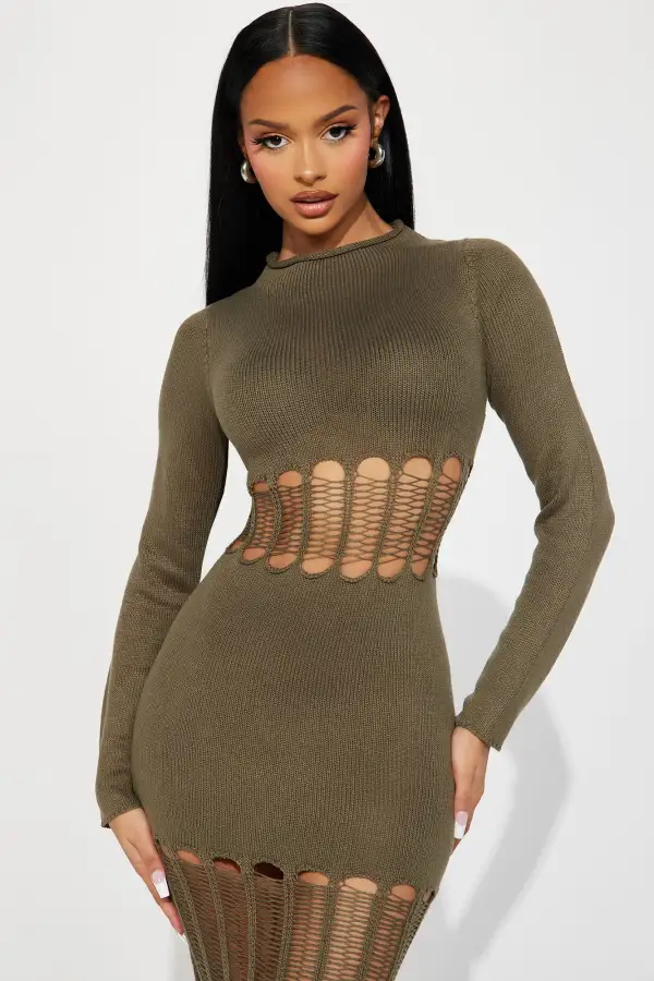 Tamara Sweater Midi Dress - Olive