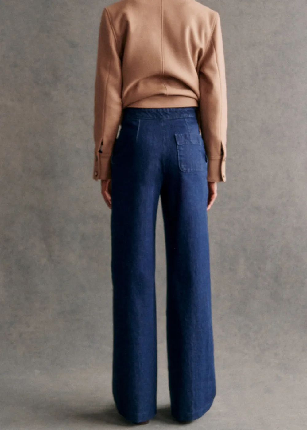 High-Rise Two-Button Straight Jeans