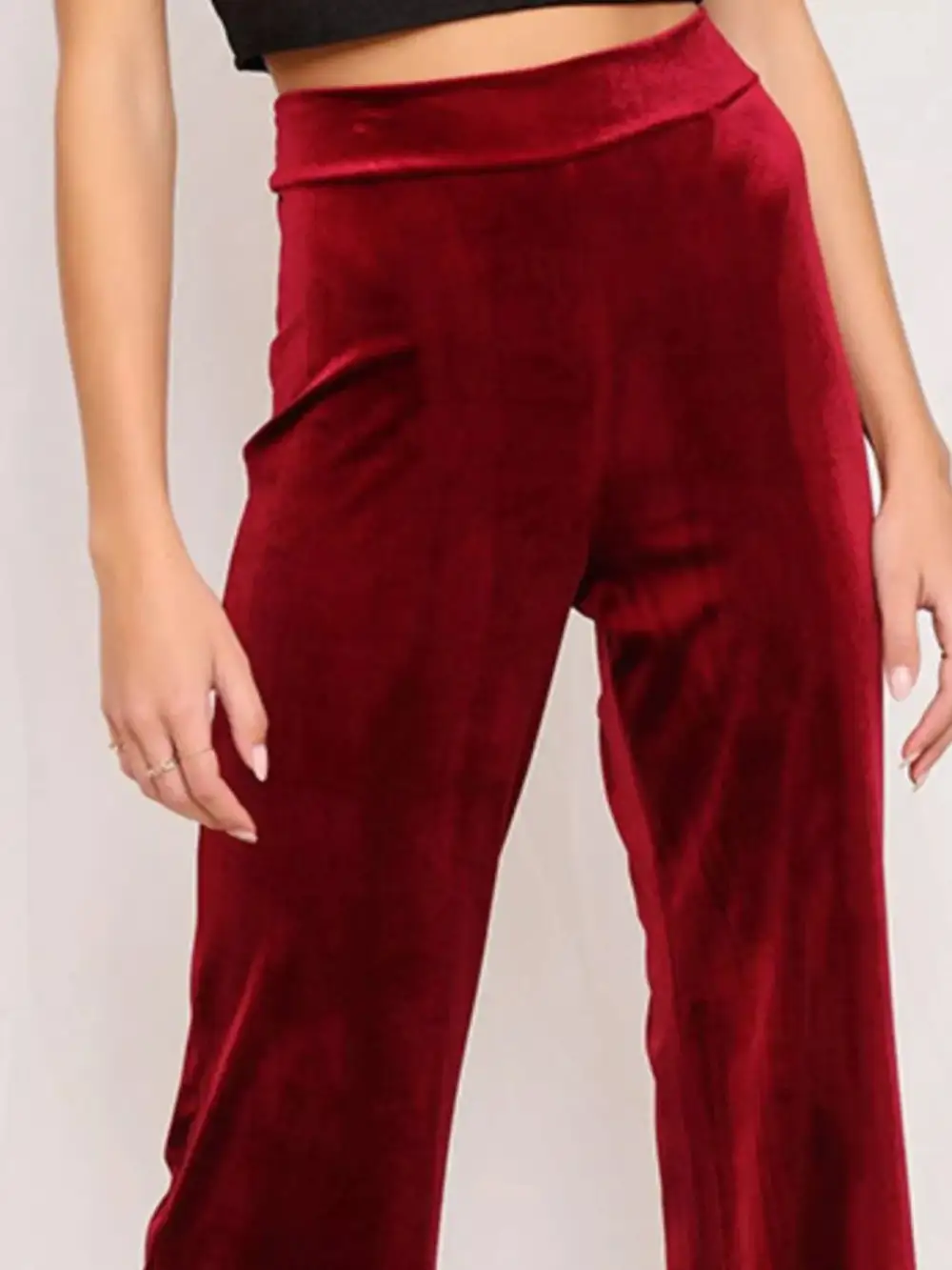 Full Size Velvet Wide Leg Pants