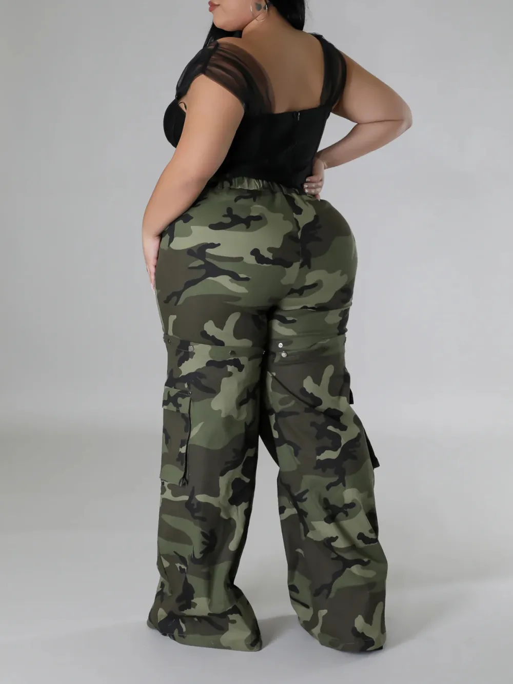 Plus-Size Fashion Women'S Detachable Camouflage Pants