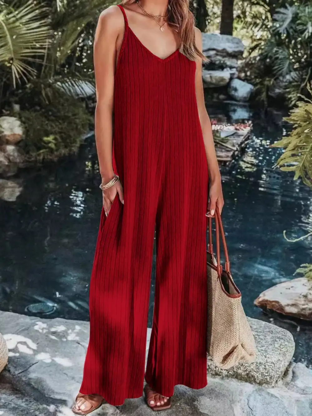 Ribbed Wide Leg Jumpsuit