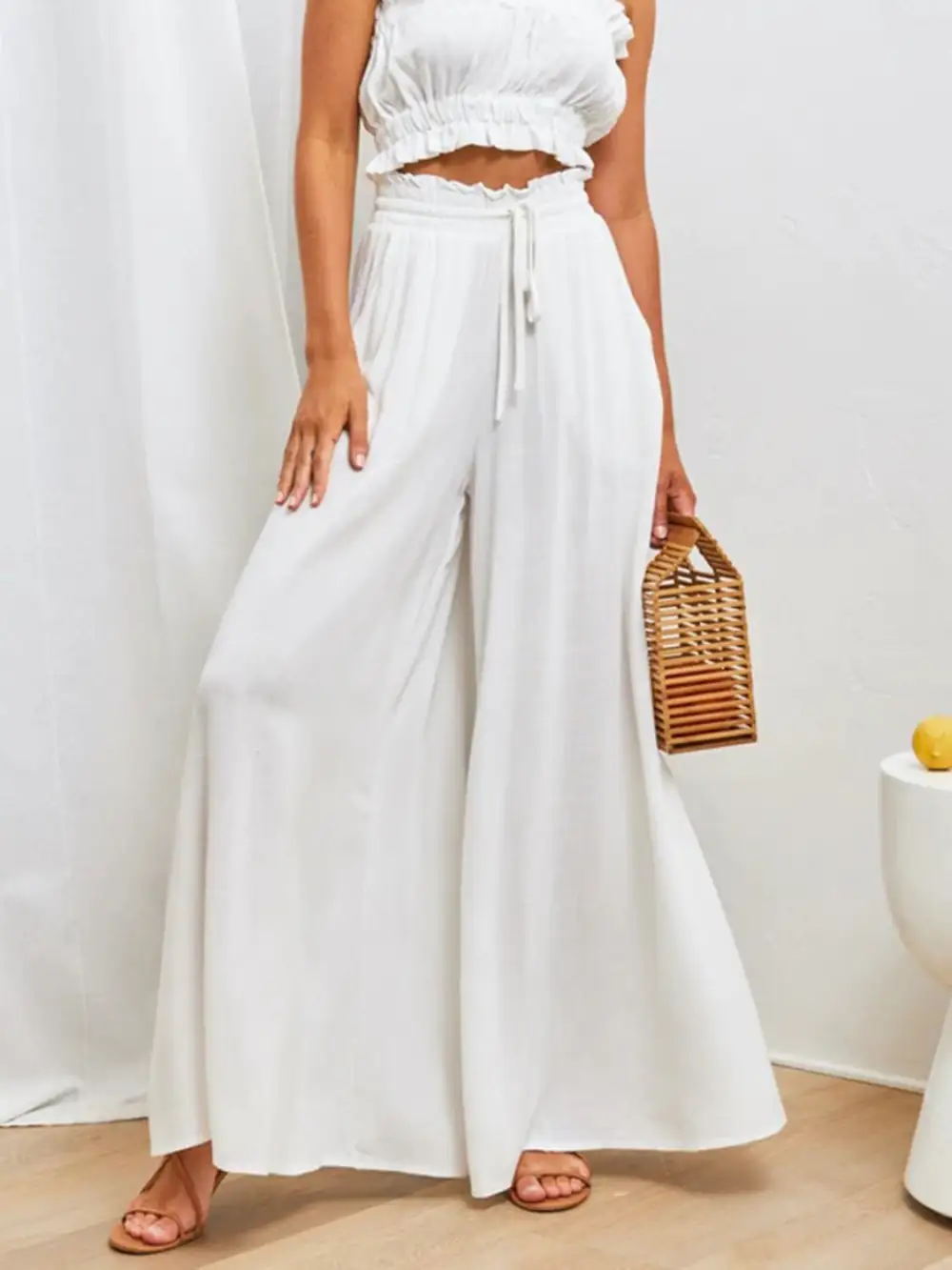 Easy Fit High Waist Wide Leg Pants