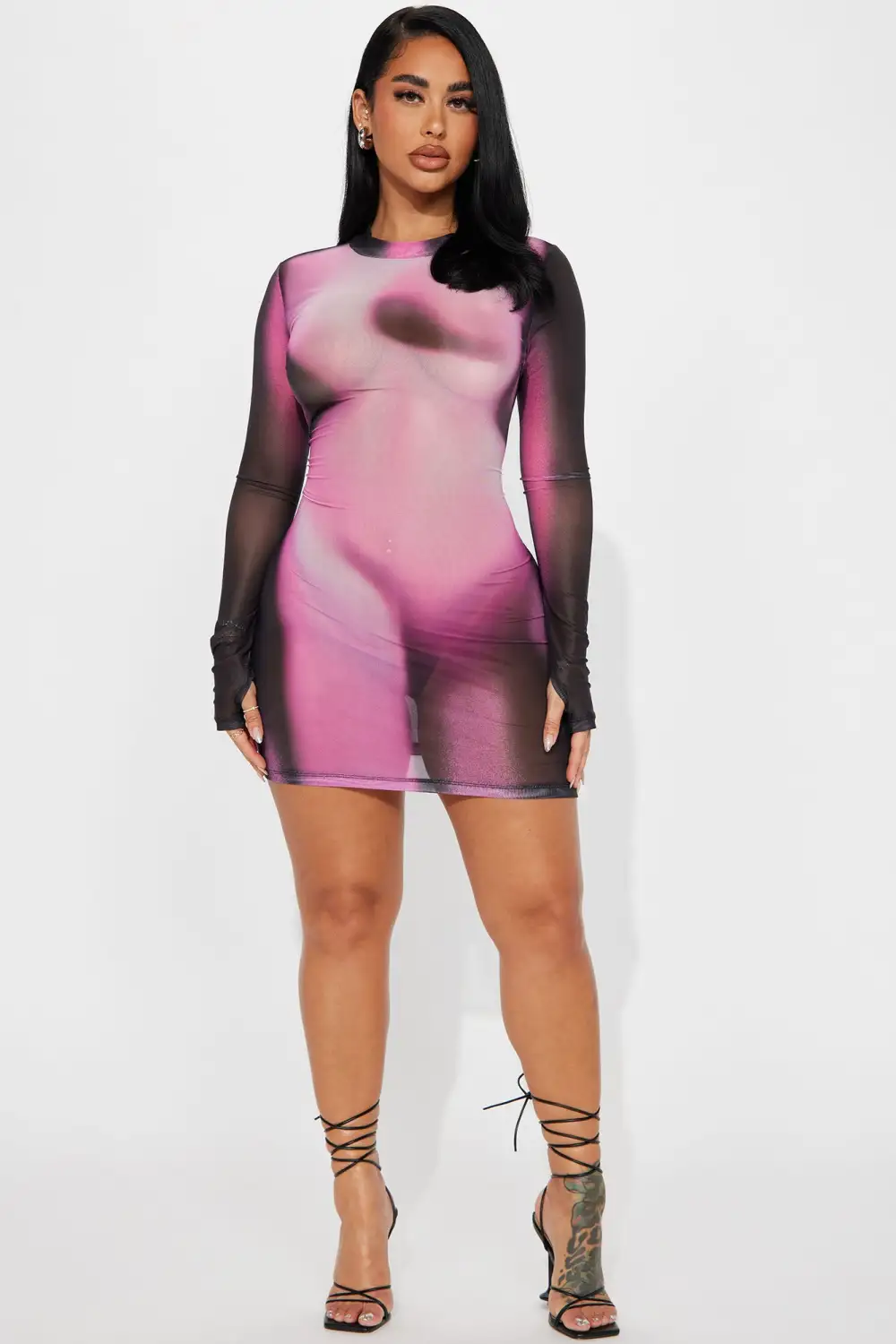 Meet You There Mesh Mini Dress - Black/combo