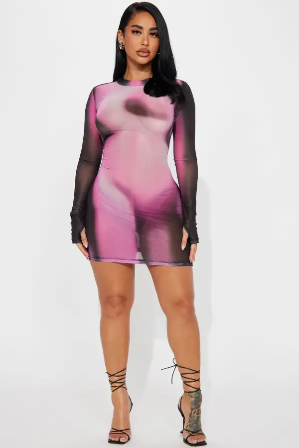 Meet You There Mesh Mini Dress - Black/combo
