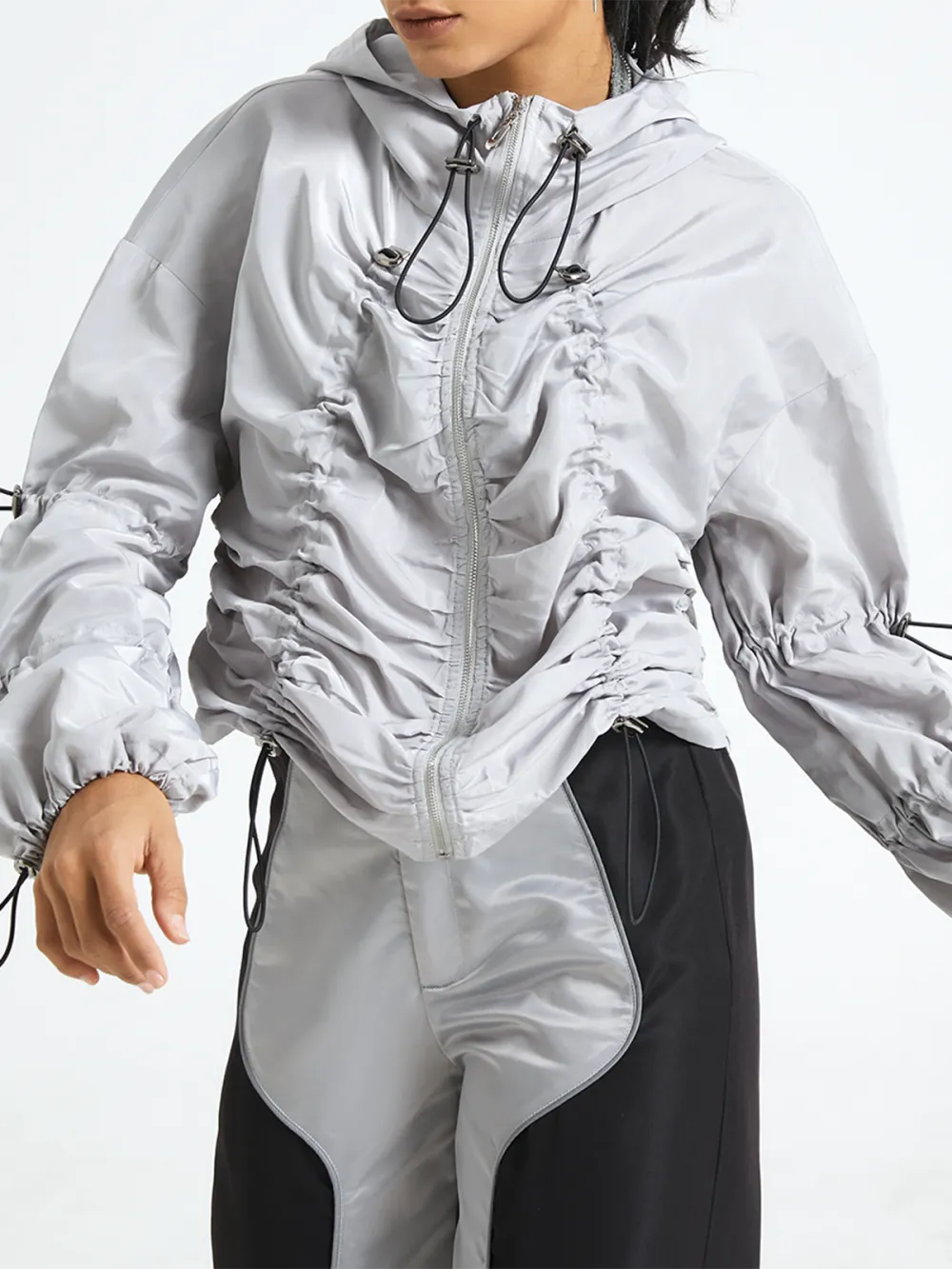 Drawstring Hoodie Plain Long Sleeve Jacket