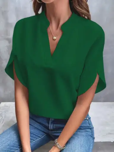 Everyday V-Neck Short Sleeve Blouse