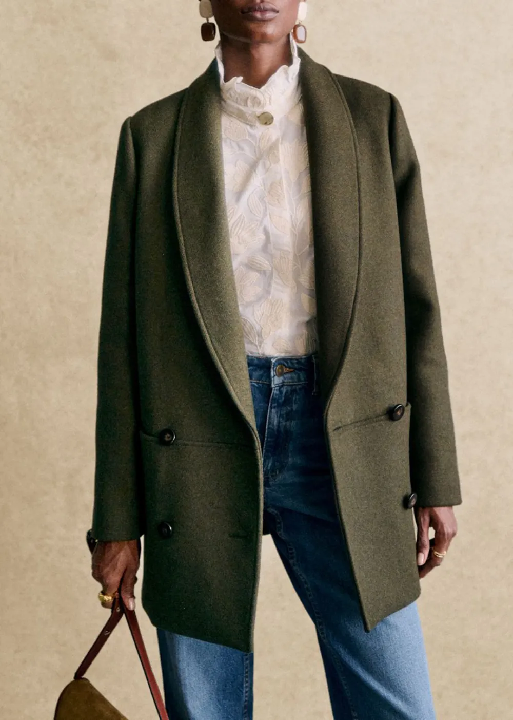Cropped Shawl Collar Coat
