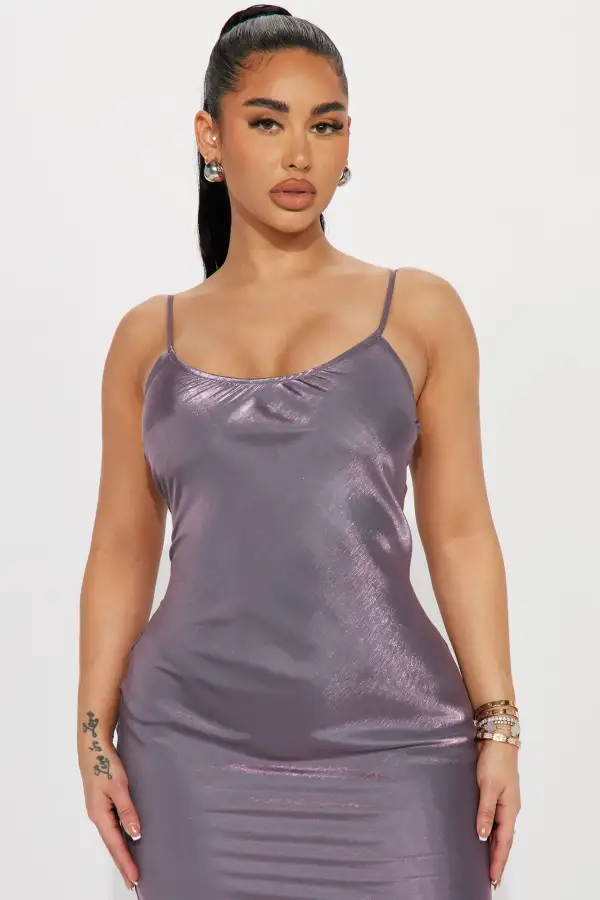Celeste Satin Maxi Dress - Gunmetal