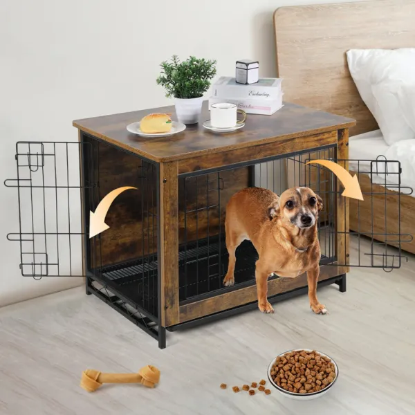 Pirecart Dog Crate Furniture, Side End Table, Modern Kennel, Wooden Heavy-Duty Dog