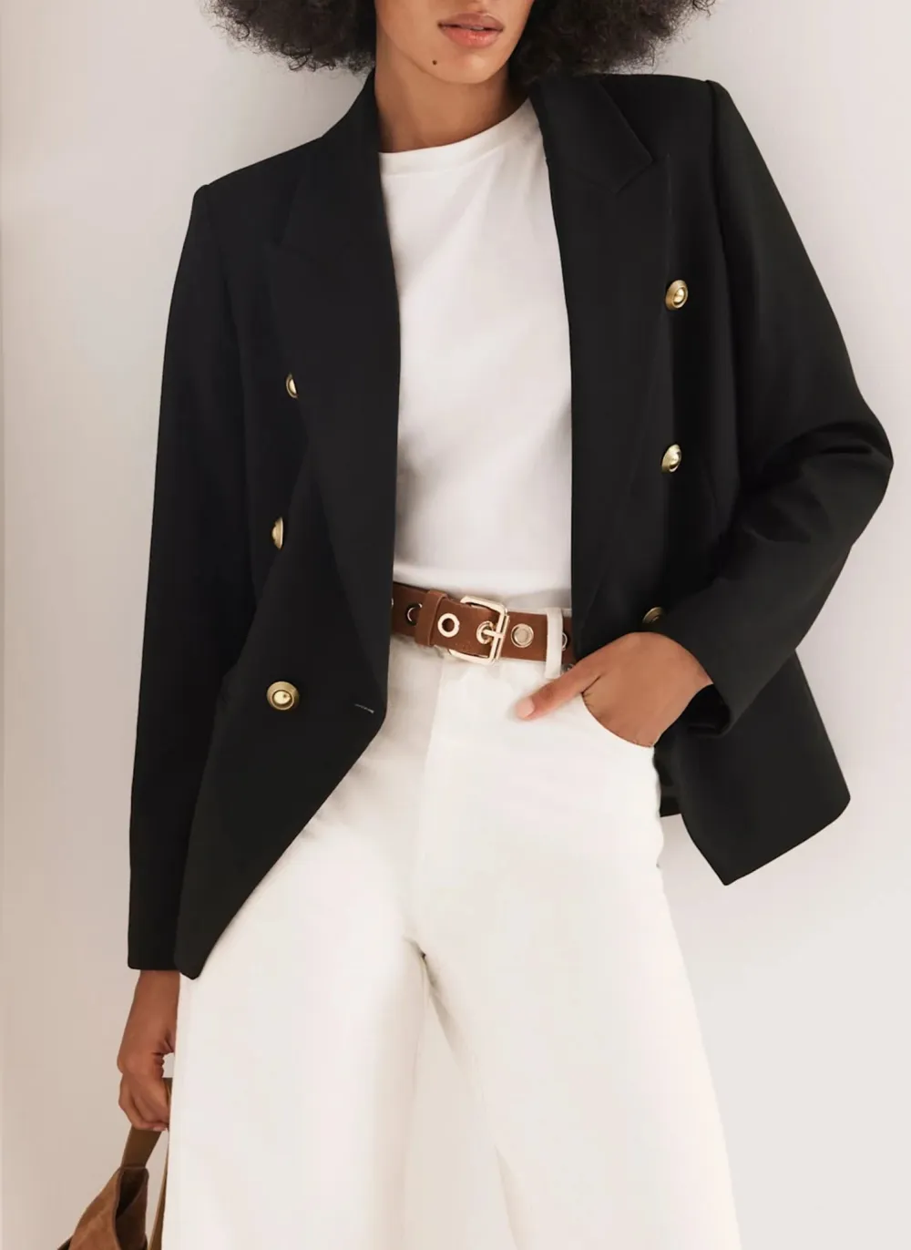Casual Style Black Double Breasted Blazer