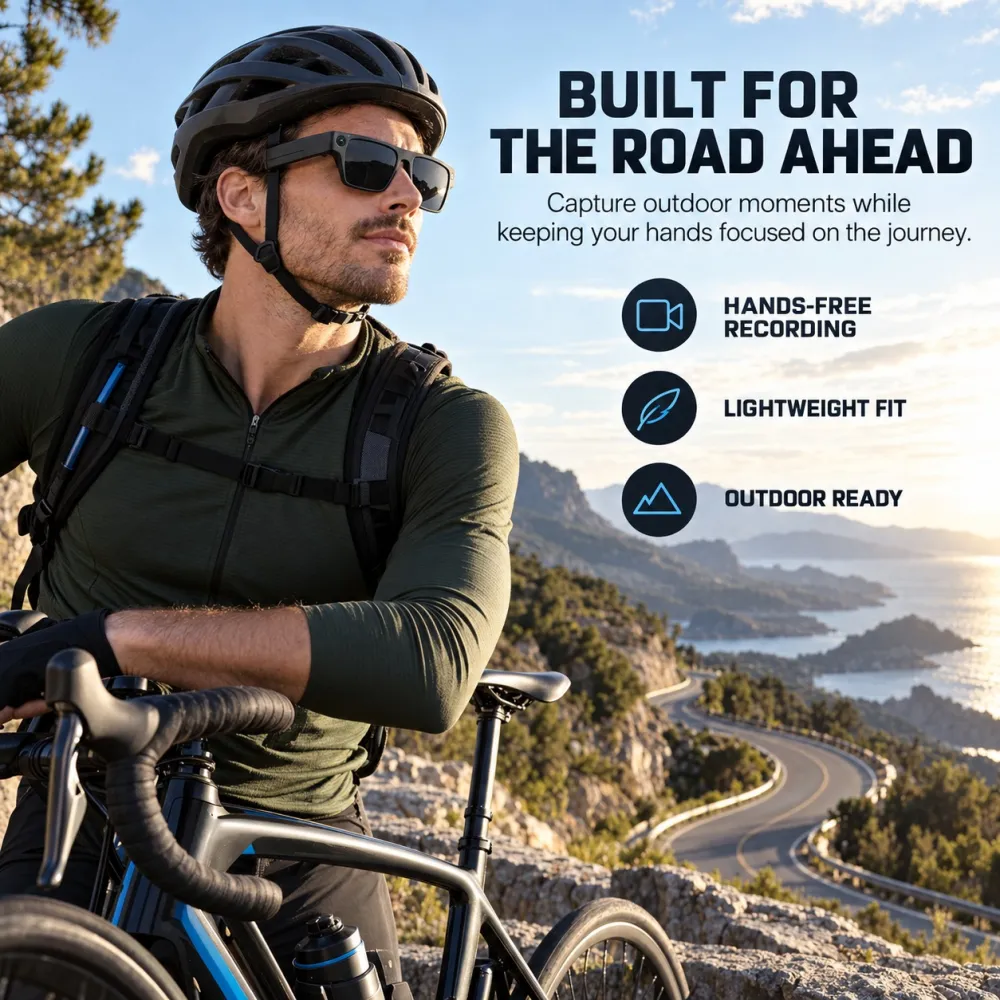 AI Smart Glasses, HD Camera, Bone Conduction Open-Ear Audio