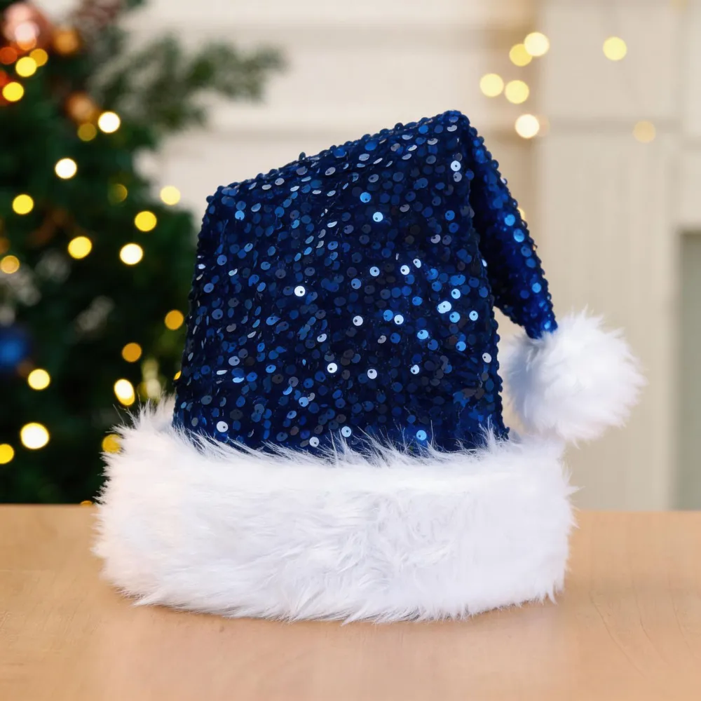 Christmas decorative hat, double-layered sequined hat, Shanghai-style beanie, extra thick long beanie, 32*45CM