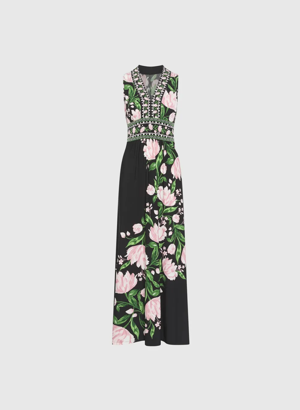 Retro Floral Print Long Dress